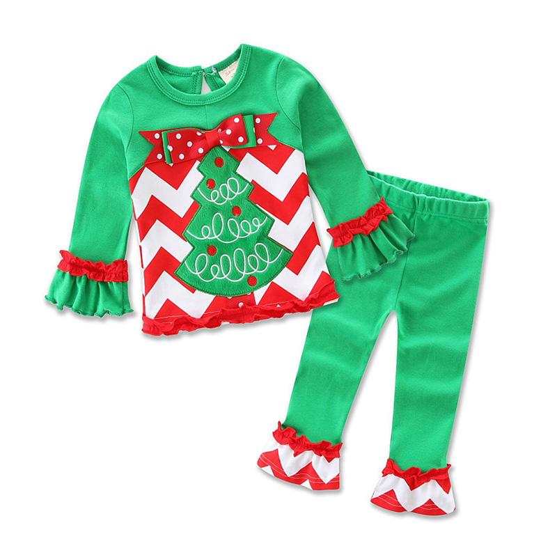 Style B Girls Christmas Clothing Sets New Year Clothes Kids Long Sleeve Christmas