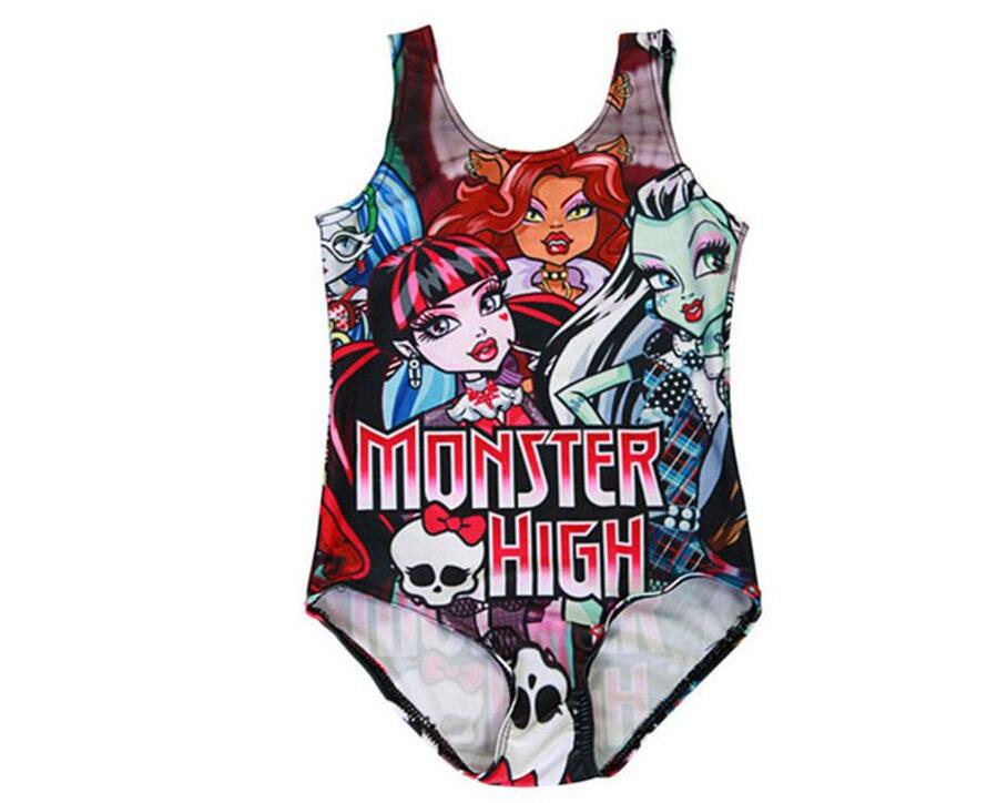 Girls Swimsuits Monster High Digital Print One-piece Swim Kids Costume 5-10T High Quality Polyester Fiber LG-83-3 - Click Image to Close