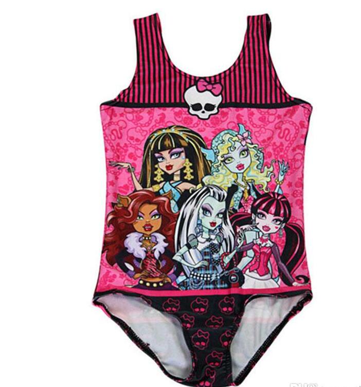 One-piece Girls Swimsuits Monster High Digital Print Swim Kids Costume 5-10T High Quality Polyester Fiber LG-83-4