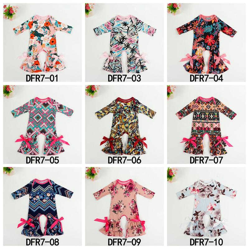 New Autumn Baby Rompers 0-3T Girls Floral Printing Jumpsuit Long Sleeve Baby Warm Onesies 29+ Designs Milk Silk Baby Spring Fall Outfits